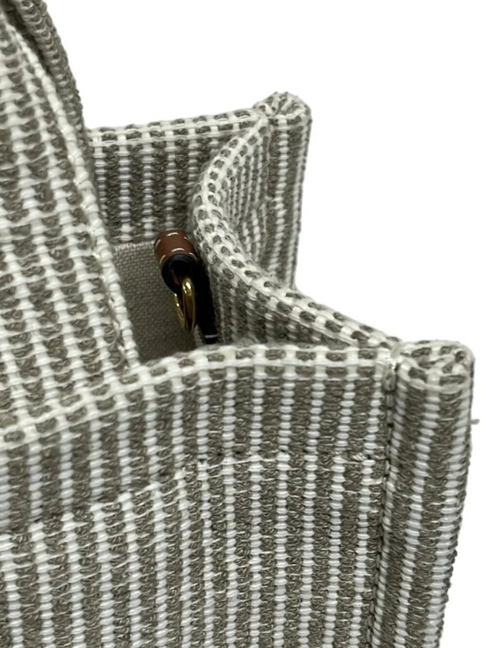 CELINE Small Hippopotamus 199162FEE.02BG White Gray Brown Textile Calf Skin - Picture 10 of 15